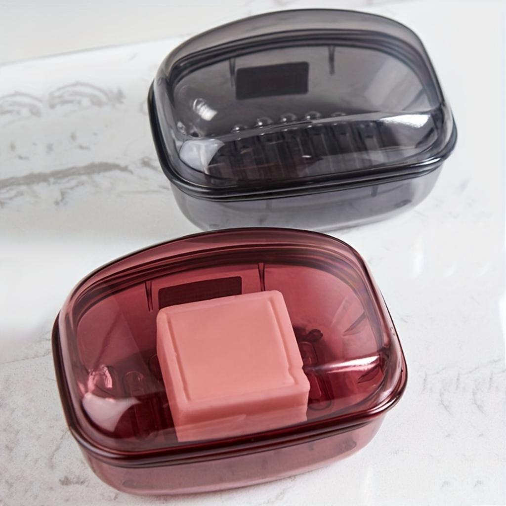 1pc Portable Travel Soap Boxes Fashion Outdoor Soap Dish With Cover Sealed Drainage Soap Holder Business Trip Bathro