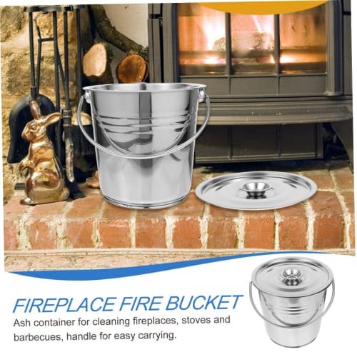 SEWOART Stainless Steel Ash Bucket for Fireplaces and Barbecues, Lightweight and Easy to Carry, with Durable Handle, Versatile for Grills and Fire Pit