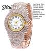 Orologio da donna con strass, al quarzo, quadrante rotondo, analogico, in lega