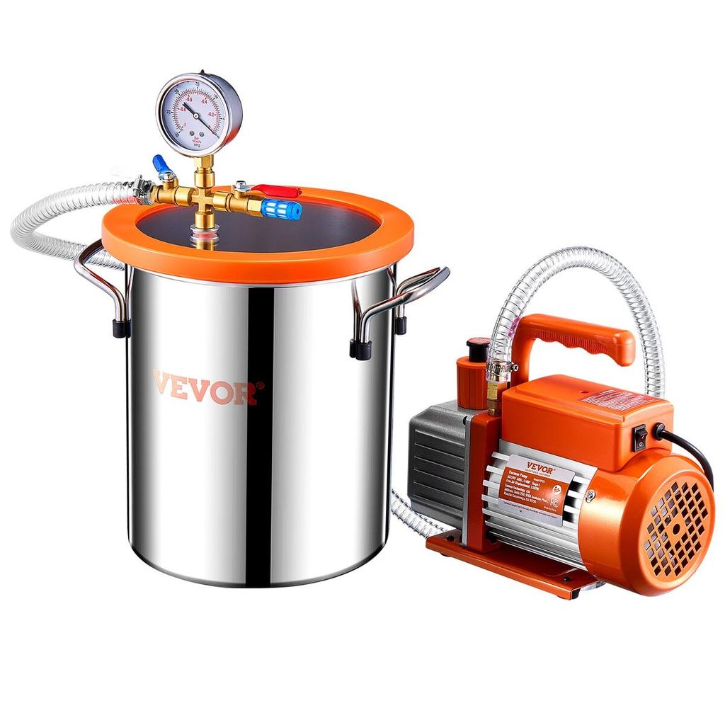 1.5 Gallon Vacuum Chamber 3.5CFM Single Stage Pump Degassing Chamber Kit
