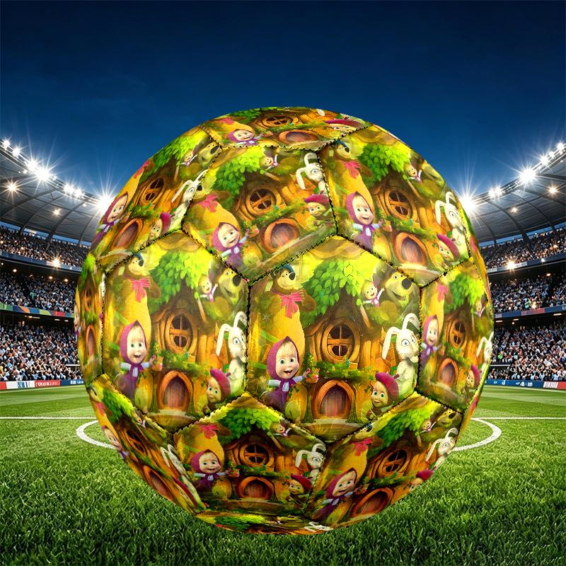 Masha and The Bear Print Size 5 Soccer Ball, PU Wear Resistant Football for Match Training and Daily Practice, Birthday Gift for Soccer Fans