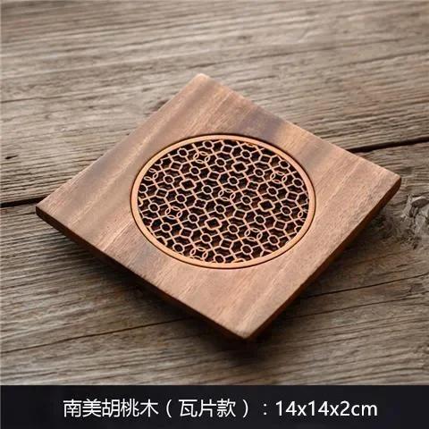Traditional Walnut Tea Tray Teapot Teacup Solid Wood Tray Mat Office Coffee Cup Trays Home Tea Ceremony Accessories 14X14X2CM