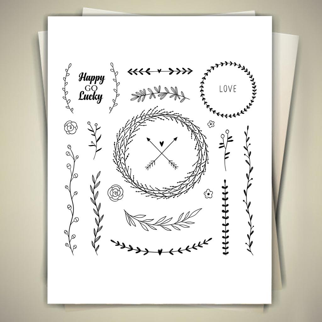 Flower Wreath Clear Stamps Vintage Silicone Seals for DIY Scrapbooking Card Making Embossing Decoration Rubber Stamps