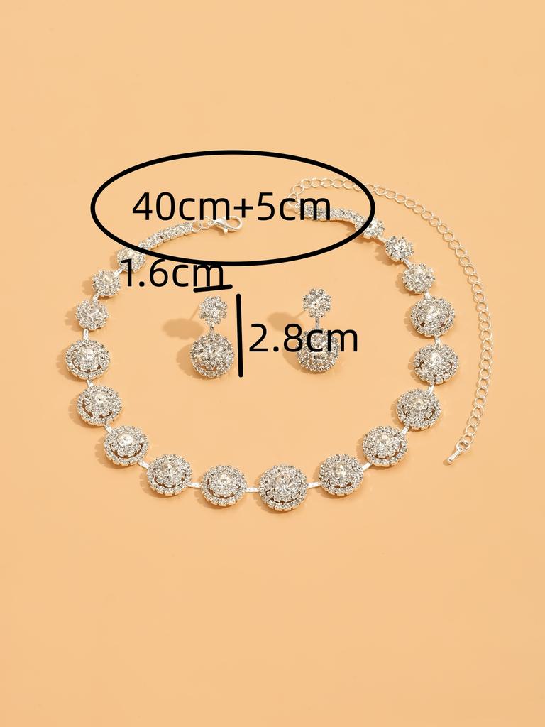 3PS Wedding Seasons Luxury Full Zircon Women's Earrings Necklace Zircon Set Wedding Dress Neck Accessories Women's Dress