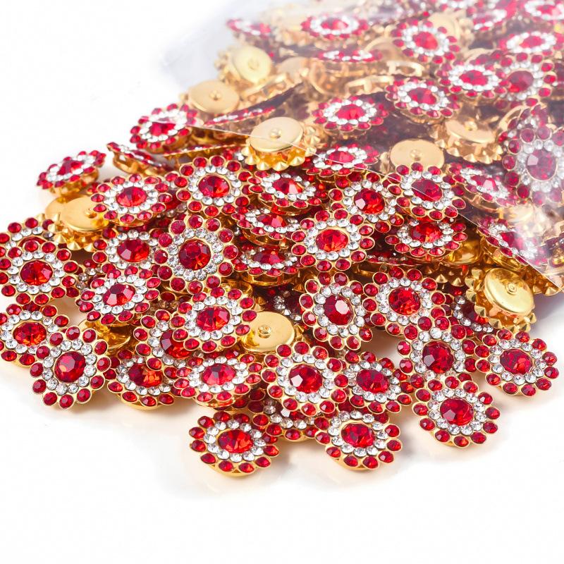 Sun Flower Claw Diamond, Glass Flower-Shaped Rhinestone Buckle Hand Seam Diamond, Round Flower Plate Grab Diamond Diy Jewelry Button Decoration