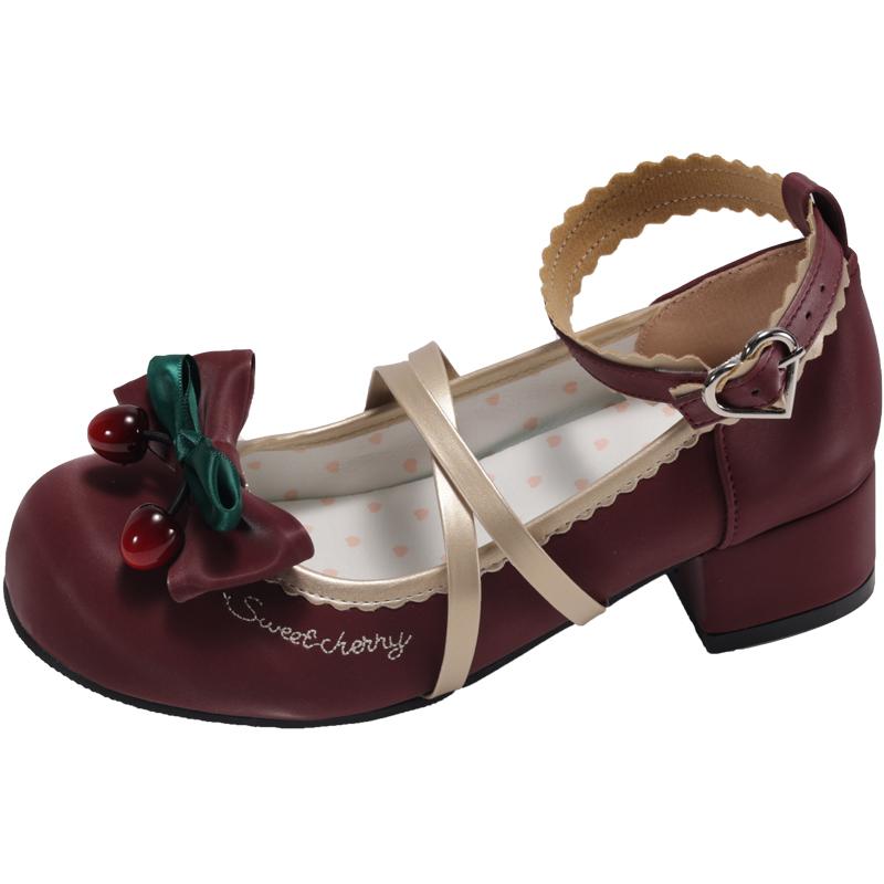 Fashion Vintage Cute Bow French Block Heel Shallow Single Shoes Summer Fashion Round Toe One Strap Versatile Non-Slip Mary Jane Shoes