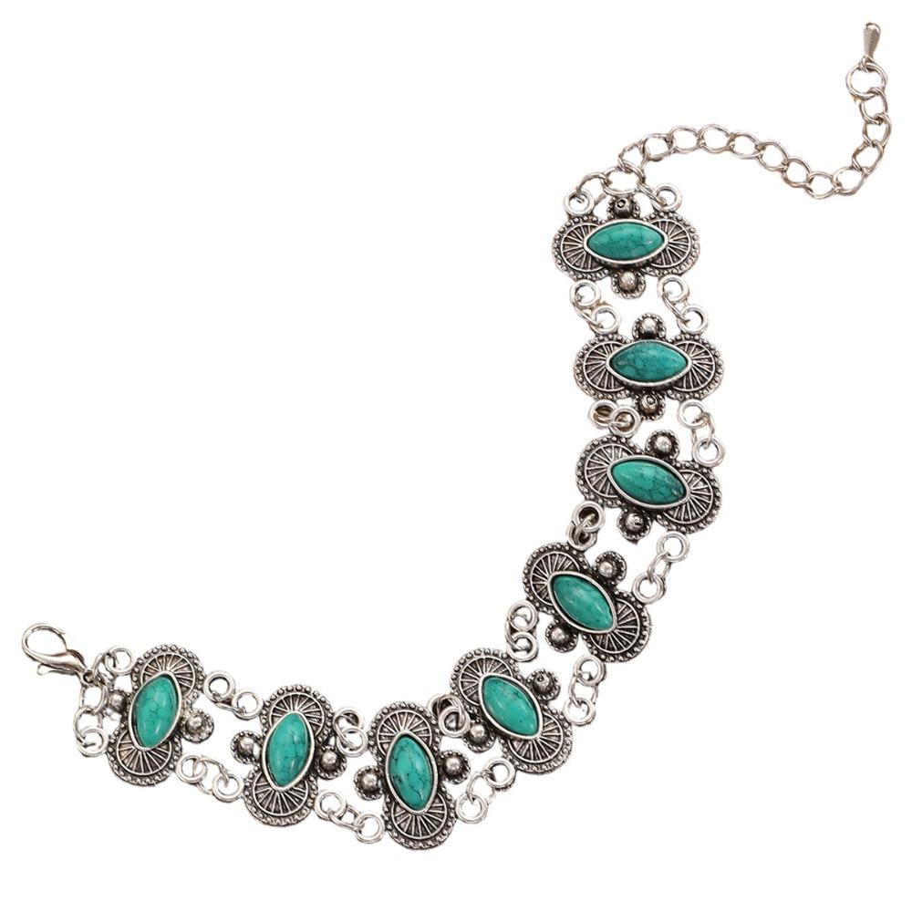 

Ethnic Style Wide Bangle Tribal Bohemian Bangles Temperament Turquoise Bracelet Girls темно-зелений колір