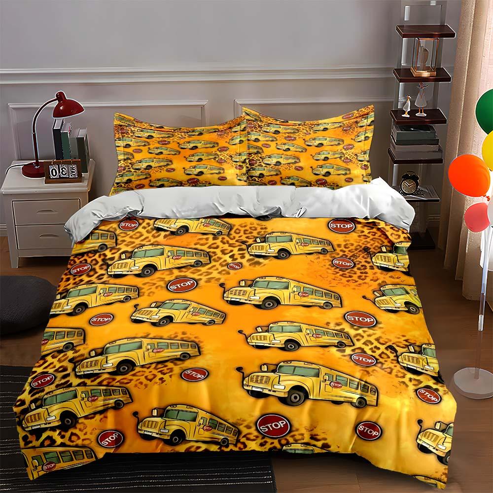 

Yellow buses pattern Bedding Duvet cover sets Duvet covers Pillowcases gifts (1 * Duvet Cover 2 * Pillowcases, without duvet insert) 135x200cm