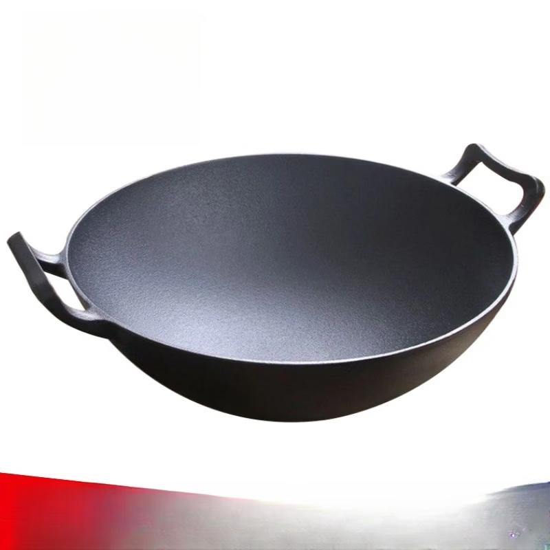 Zhishi 36cm Cast Iron Flat Bottom Wok