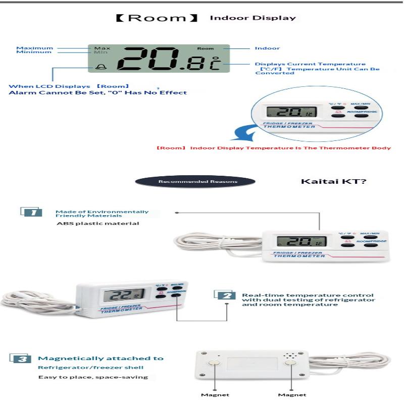 Digital Temperature Gauge for Restaurant Refrigerator Bar Home Use with Instant Reading User Friendly Interface