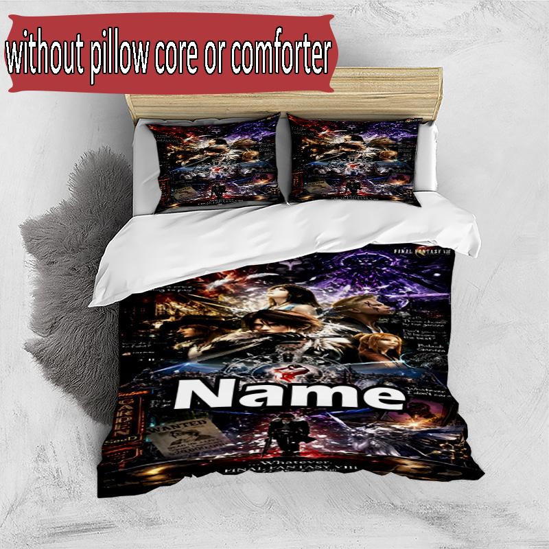 3pcs Duvet Cover Set (1*Duvet Cover + 2*Pillowcase, Without Core), Custom Name Final Fantasy Pattern Bedding Set, Home Bedroom Decor Gift