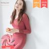 Autumn-Winter Lace Thermal Underwear Set: Seamless, Temperature-Controlled, Plus Velvet Base Sweater & Trousers for Women.