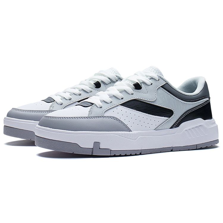 Li Ning Durable Lightweight Low-Top Skate Shoes Men Sneakers Black White Gray AGCS031-3