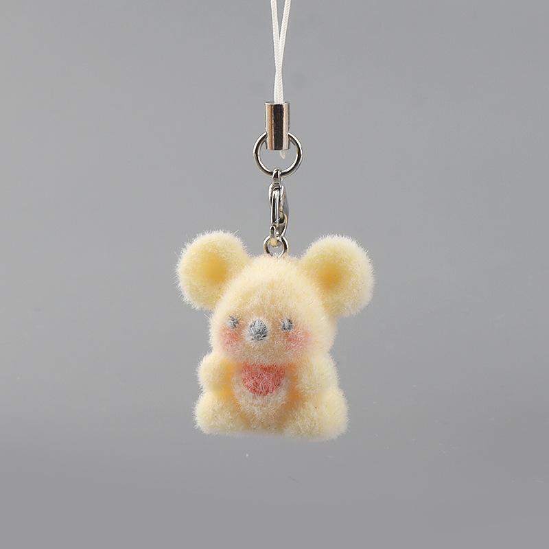 3D Beflockte Tieranhänger Handy-Schlüsselanhänger Lanyard Hängender Charme Taschenanhänger Paar-Schlüsselanhänger