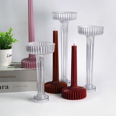 3D Vase Shaped Candle Mold DIY Striped Column Scented Candle Making Tool Acrylic Plastic Mould Pot Wholesale Home Decoration