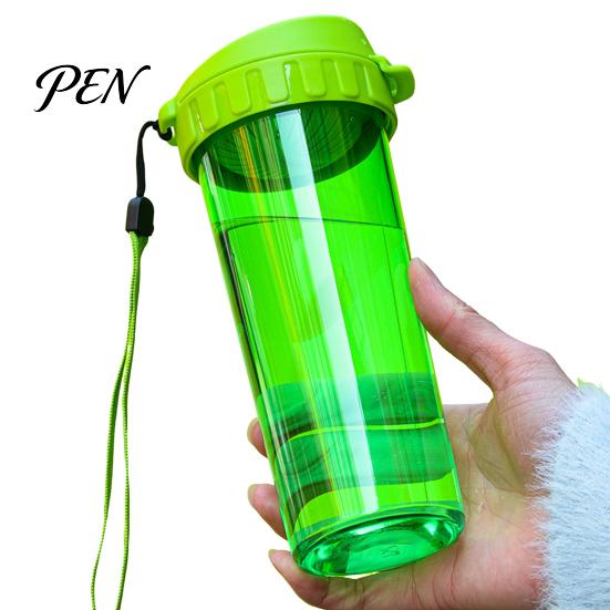 Hot Cold Drink Beverage Container Transparent Water Cup, Portable Plastic Bottle, with Strap Bottle Handle, Clear Heat-resistant Drinkware, for School
