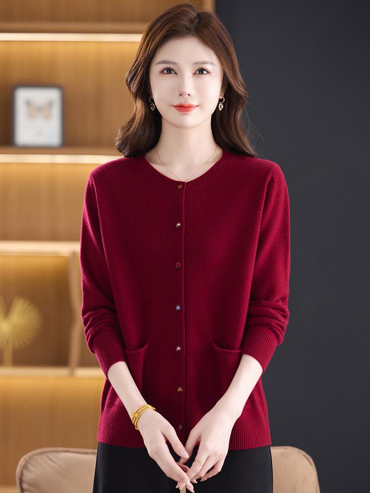 Cardigan Lungo in Maglia 100% Lana Pura da Donna - Nuovo Maglione Girocollo Autunno/Inverno per Mamma