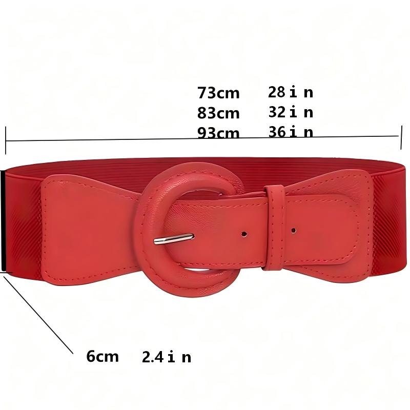 Elastische en rekbare dames halve cirkel gesp PU jas rok trui decoratie modieus en veelzijdig elastische wai 70cm rood