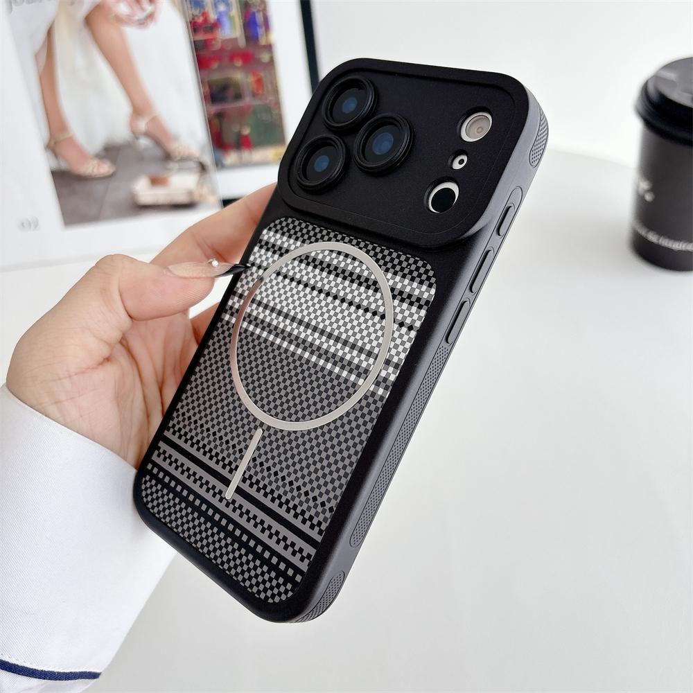 Kevlar Slim Magnetic Striped Pattern Case For iPhone 17 Pro Max 16 15 14 13 for Magsafe Shockproof Ultra Thin Colorful Cover