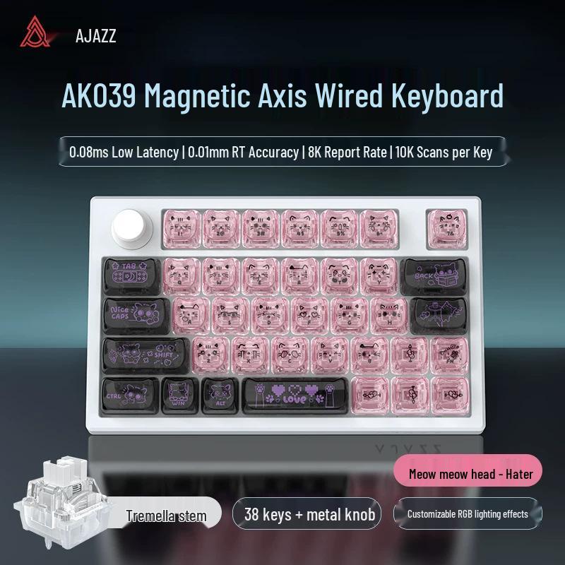 Ajazz AK029 One-Handed Gaming Keyboard, Magnetic Rice Shaft, Hi-Fi, 29 Keys, RGB, Customizable, Hot-Swappable