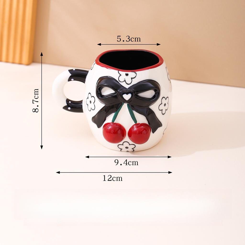 Kreative Dreidimensionale Kirschkeramiktasse Schleifenförmige Tasse Haushaltswasserbecher