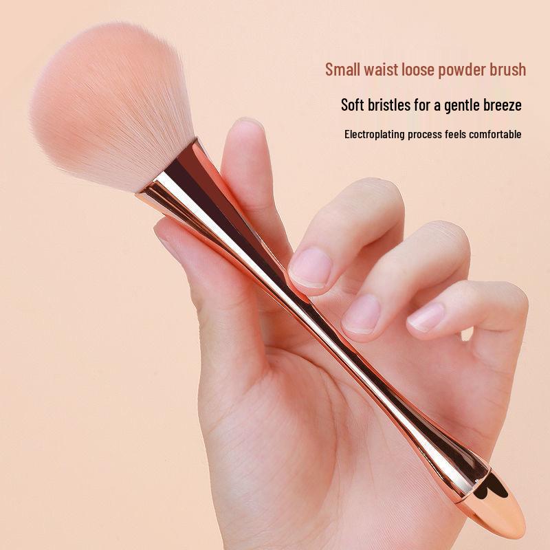 Rose Gold Soft Hair Makeup Brush: Blush & Loose Powder Brush with Animal Hair for a Flawless Finish