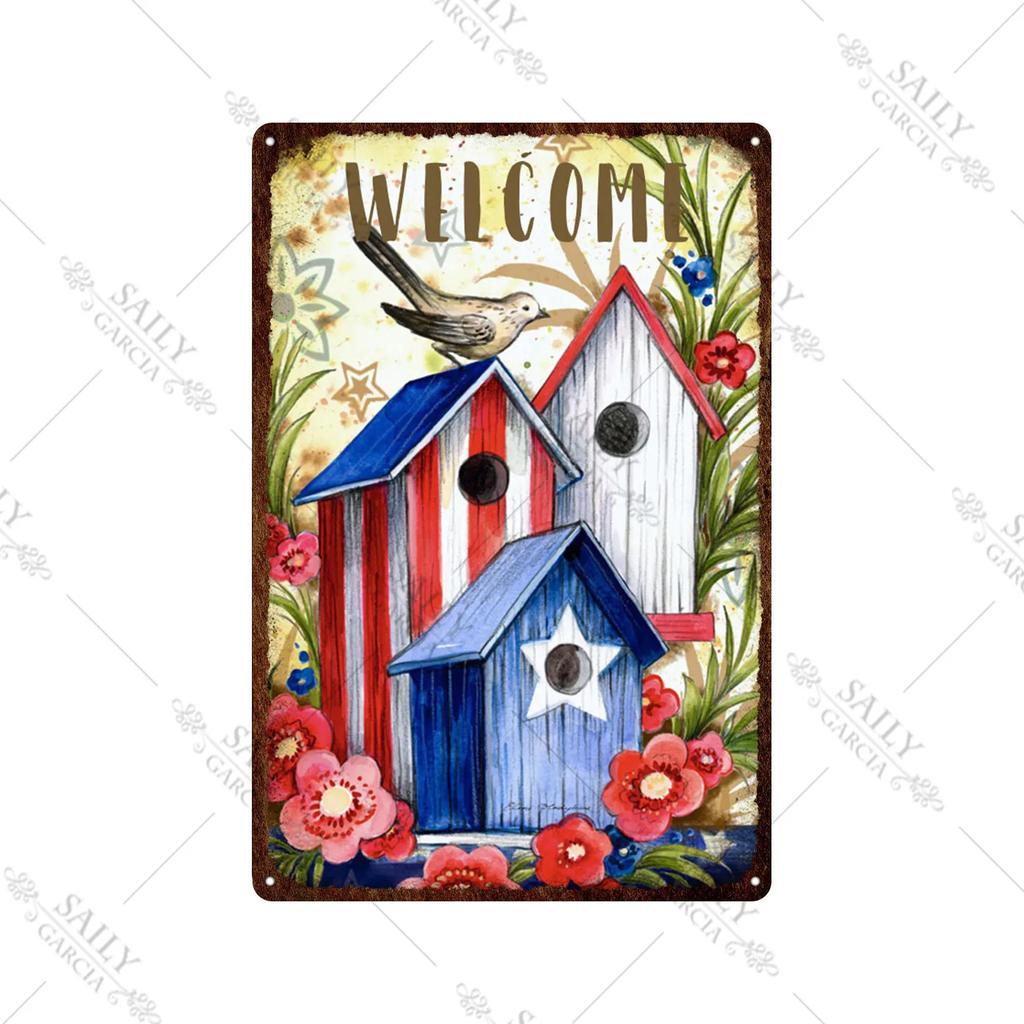 Welcome Home Vintage Metal Tin Sign Garden Wall Decor Metal Poster Sweet Home Tin Sign Family Farm Beach Hut Metal Plates Pla