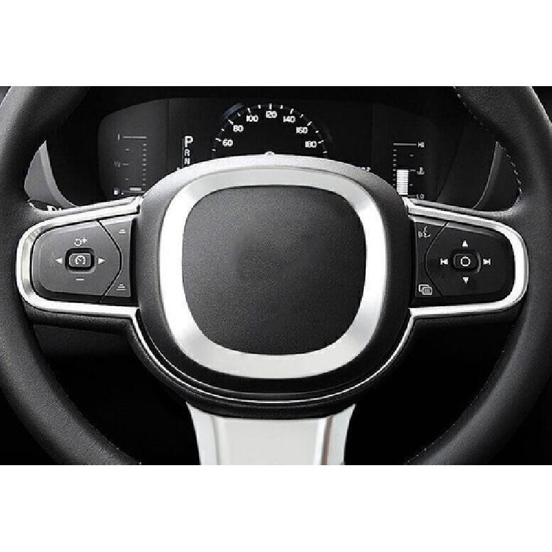For Volvo S60 2019-2024 Matte Silver Steering Wheel Horn Button Ring Trim 1PCS