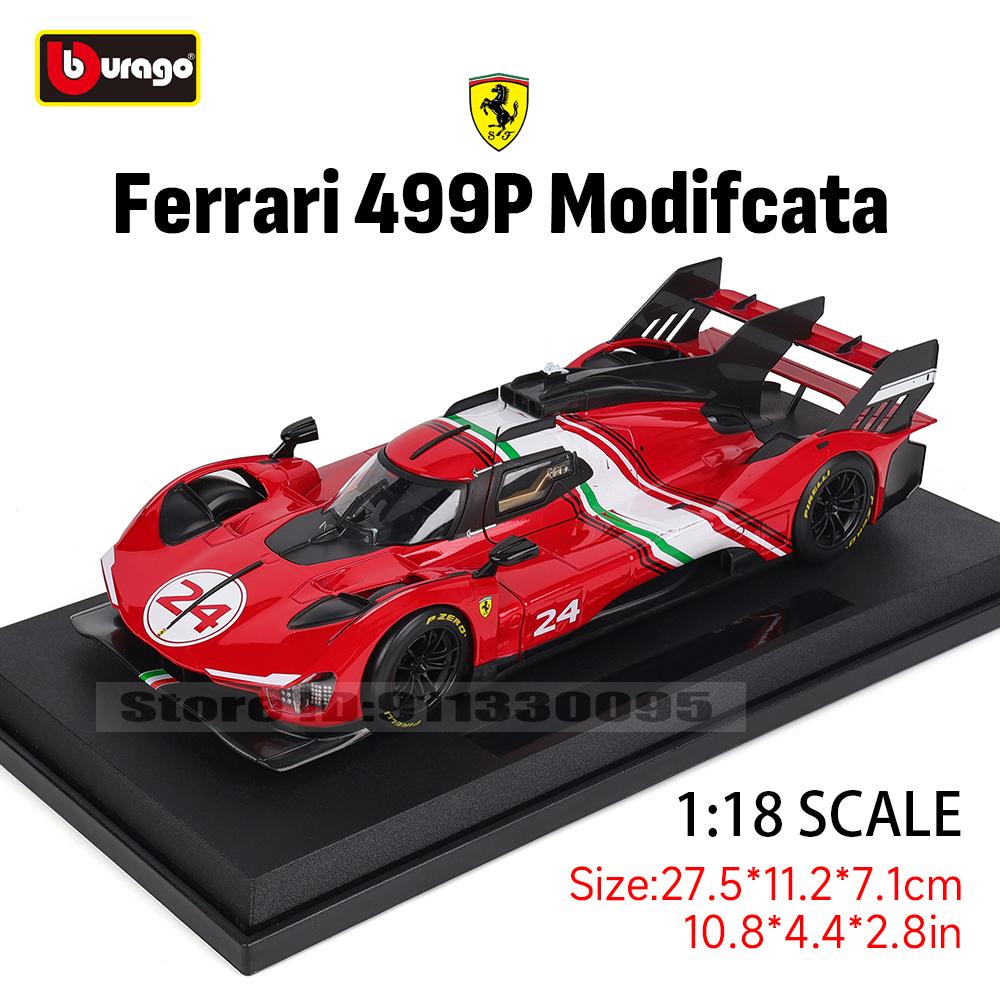 Bburago 1:18 Ferrari 499P LMH 2023 Car Model Boy Big Toy Static Die Cast Vehicles Collectible Model Car Toys