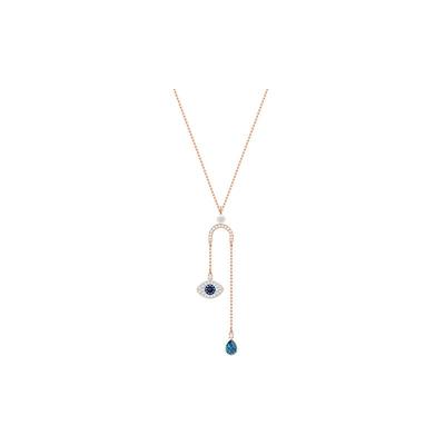 Faux Crystal Stone, Rose Gold Plated Necklaces Women's Blue 5425861