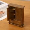 Handmade 1/12 Dollhouses Miniature Wardrobe Model Wood Closet Dollhouses Furniture with Functional Double Door for Display