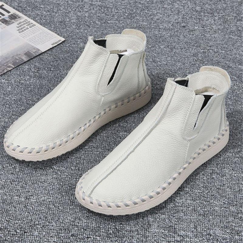 New Fashion High Tops Loafers New Men s White Yellow Black Genuine Leather Shoes Male Walking Sneakers Footwears Zapatos Hombre 38 4089₽