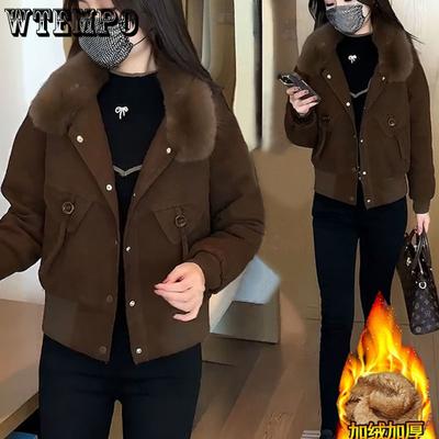 Autumn and Winter Women's Warm Jacket with Added Velvet and Thickened Short Cotton Jacket