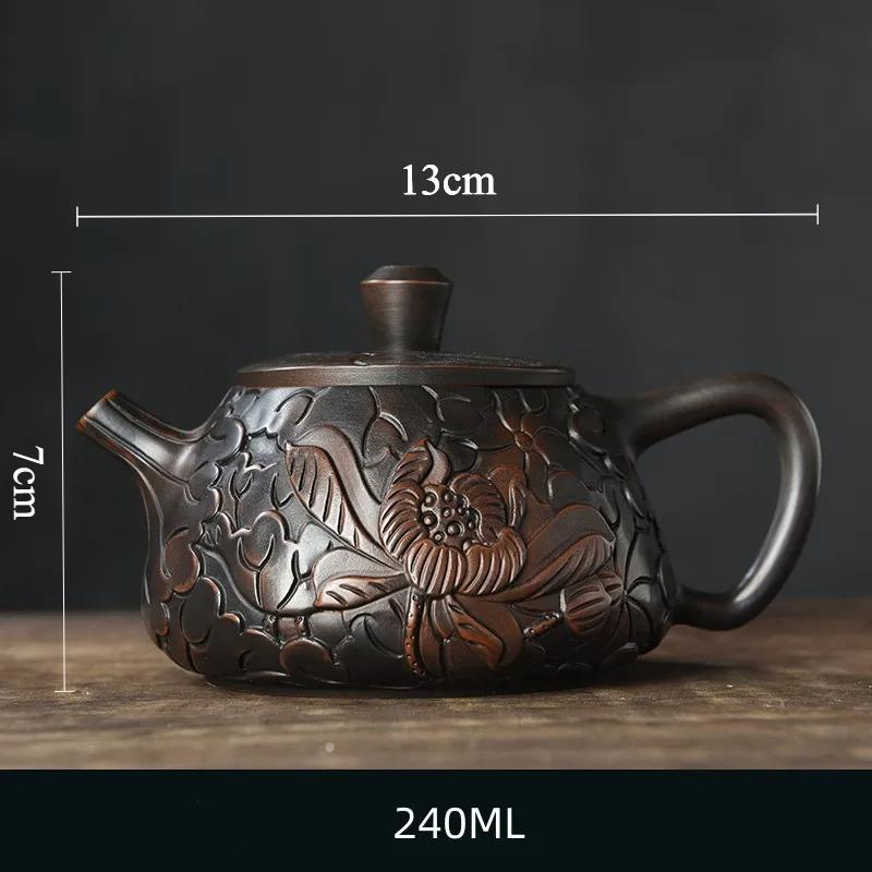 Purple Pottery Teapot Tea Cup Ceremony accessories Kung Fu Tea Set Pure Handmade Teapot Teapot for Tea Puer Kettle,