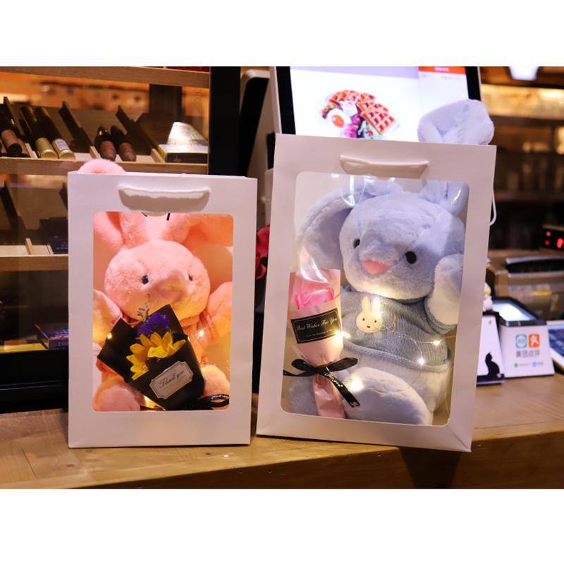 40/50cm Cute Rabbit Plush Toy Super Soft Bunny with Sweater Scarf Exquisite LED Box Baby Kids Stuffed Toys Boys Girls Xmas Gift