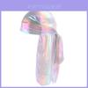 Bandana turban unisexe à paillettes arc-en-ciel, style laser, ajustable.