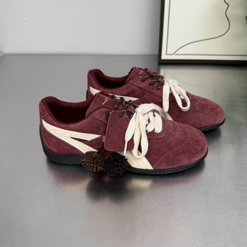 

Нишевые ретро подвесные шнурованные туфли на толстой подошве Dexun 2025 новые туфли на платформе с круглым носком, повседневные, универсальные, цветные, спортивные туфли, кеды 40 бордовый