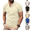Mens Casual Summer Waffle Raglan Short Sleeve Henley T Shirt