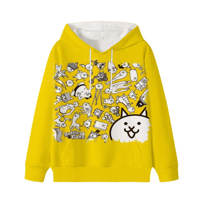 

The Battle Cats Детские толстовки с капюшоном Детский пуловер Повседневная одежда для детей Девочек Мальчиков Мультфильмы Kawaii Топы Толстовки 120 серый