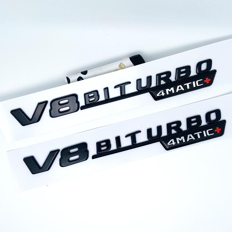 

3D Flat Fo Turbo BITURBO V8 BITURBO 4MATIC 4MATIC+ V8 V12 BITURBO Plus Emblem for Benz GT Car Fender Side Sticker glossy black