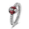 Anelli femminili carini di lusso Coccinella animale Coccinella Anello color argento Anelli per dito per donne Adolescenti Design di gioielli Gioielli per regalo