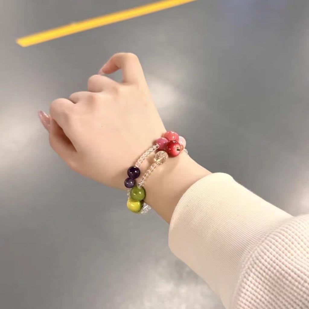 [Fruity Colorful] Sweet Color Apple Beaded Bracelet Niche Design Light Luxury Personality Exquisite Versatile Jewelry