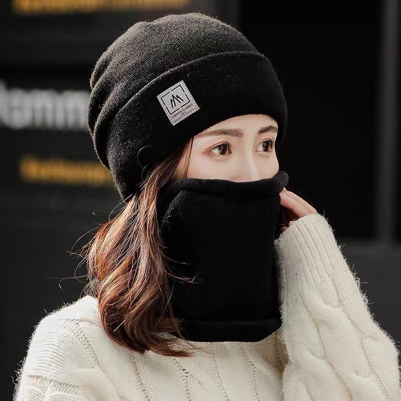 Autumn and winter hat scarf split wool hat cute velvet knitted hat women's cycling neck protection warm confinement hat versatile