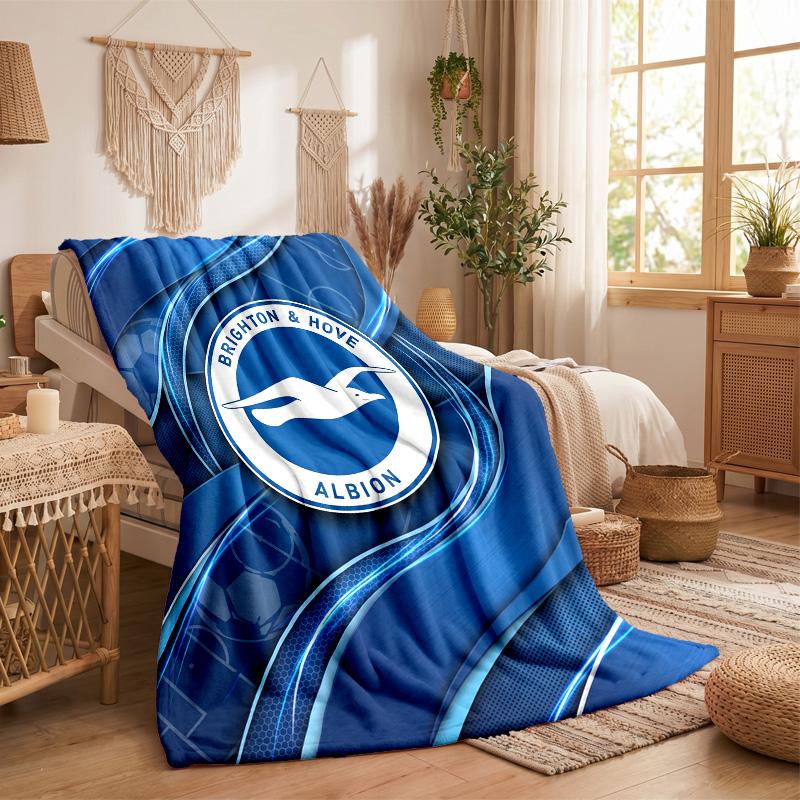 Brighton & Hove Albion Football Print Flannel Blanket Soft Warm Sofa Bed Throw Blanket For Home Office Bedroom