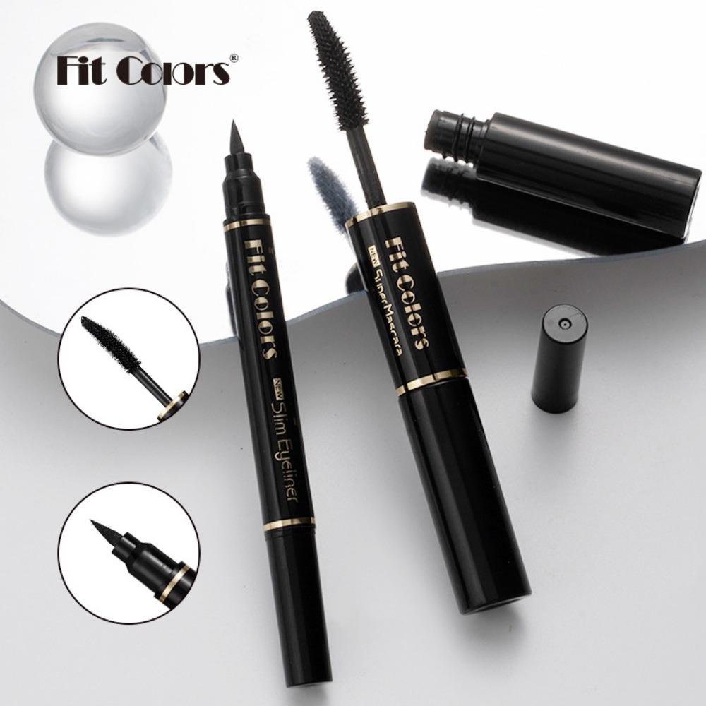 Fit Colors Two -headed Mascara+seal Eyeliner Pen Combination Suits Thick Curls Curls and Waterproof Without Blooming
