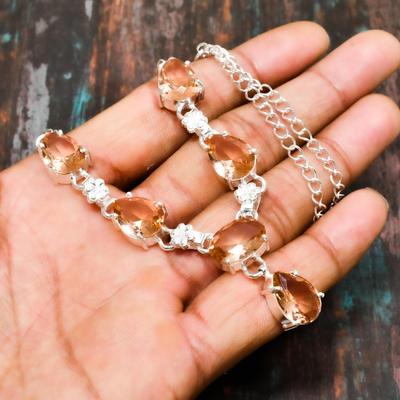 Morganite, Gemstone Handmade Jewelry 925 Sterling Silver Necklace For Women