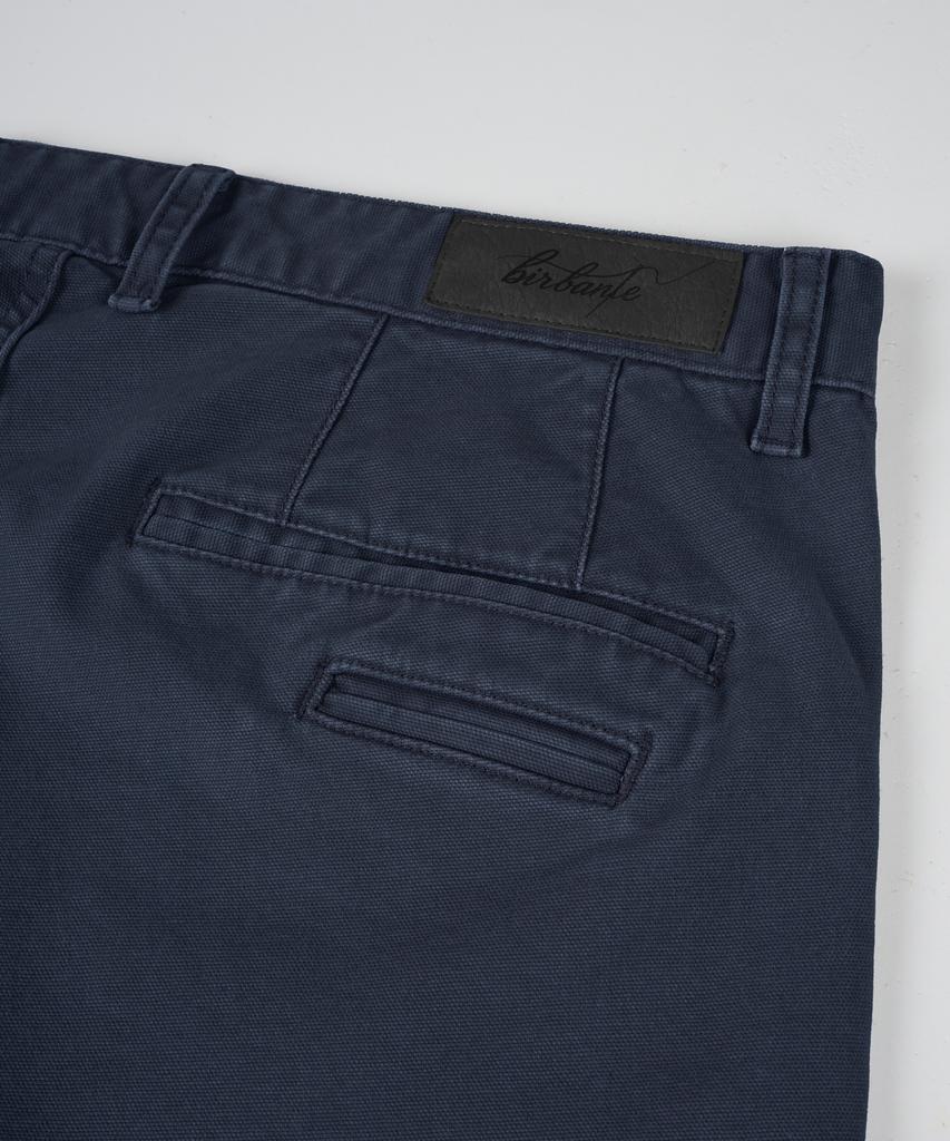 BIRBANTE Garment-Washed Spandex Chino Pants - Dark Navy