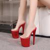 20CM  Nightclub Women's Shoes Waterproof Table Roman Fish Mouth Lady Super High Heel Slippers 20cm  LFD-8820-Q4
