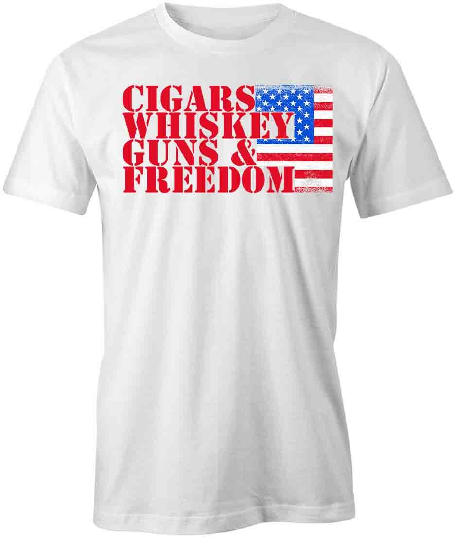 CIGARS WHISKEY GUNS & FREEDOM TShirt Tee Short-Sleeved Cotton CLOTHING S1WSA45 L