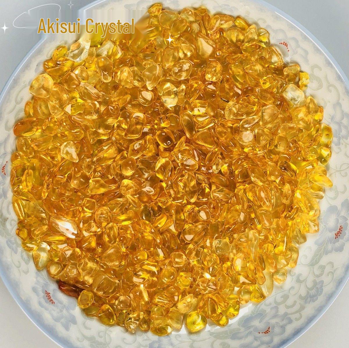 

Цитрин Улучшенного Цвета Дробленый Камень для Подношения Будде и Украшения Чаши Сокровищ Yellow 5-7mm